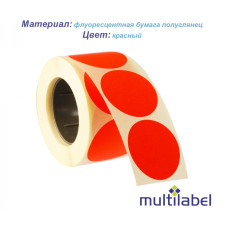 Етикетка флуоресцентна кругла червона